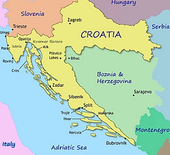 Carte des Routes de Ferry Croatie