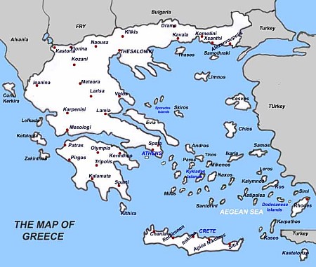 Carte des Routes de Ferry Grèce