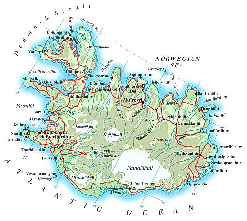 Carte de l'Islande