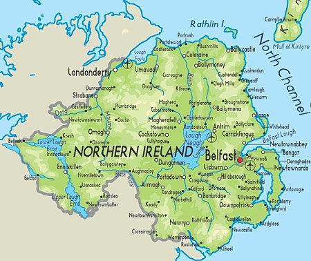 Carte de l'Irlande du Nord