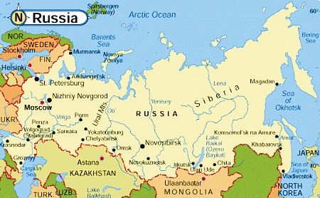 Carte des Routes de Ferry de Russie