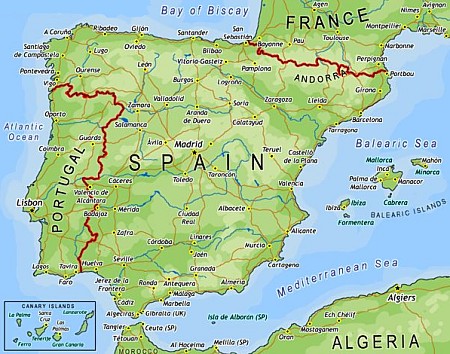 Carte des Routes de Ferry Espagne