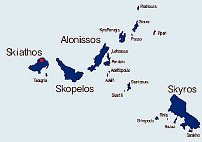 Carte des îles des Sporades grecques