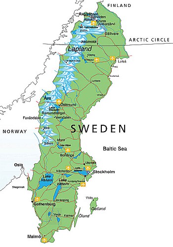 Carte des Routes de Ferry de Suède