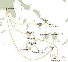 Carte de la Route de la mer Égée