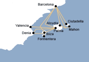 Carte d'itinéraire de balearia