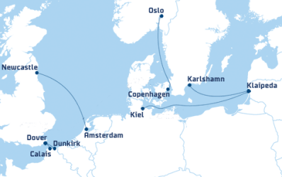 Carte d'itinéraire de DFDS