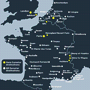 Carte d'itinéraire de l'Eurostar