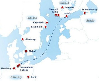 Carte d'itinéraire Finnlines