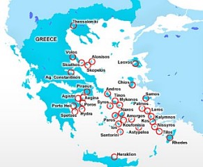 Carte d'itinéraire Hellenic Seaways