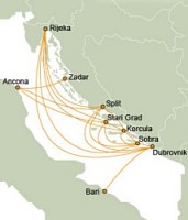 Carte d'itinéraire de Jadrolinija