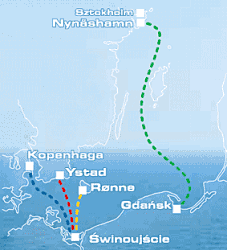 Carte d'itinéraire Ferries POL