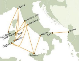 Carte d'itinéraire de Tirrenia