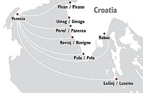 Carte d'itinéraire de lignes Venezia